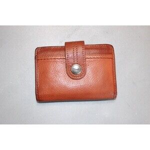 Fossil Y2K Genuine Leather Trifold Wallet Brown Snap Closure‎ Organizer Retro
